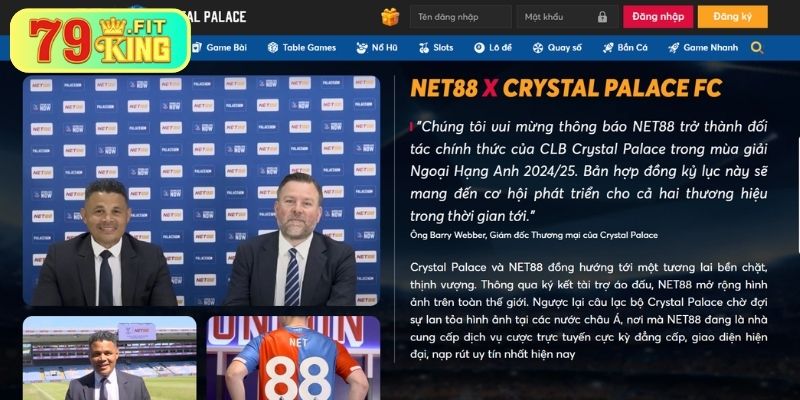 Những Lợi Ích "Khủng" Từ Việc NET88 Tài Trợ Crystal Palace F.C 2 Nguồn tài chính ổn định để nâng cao năng lực thi đấu cho Crystal Palace